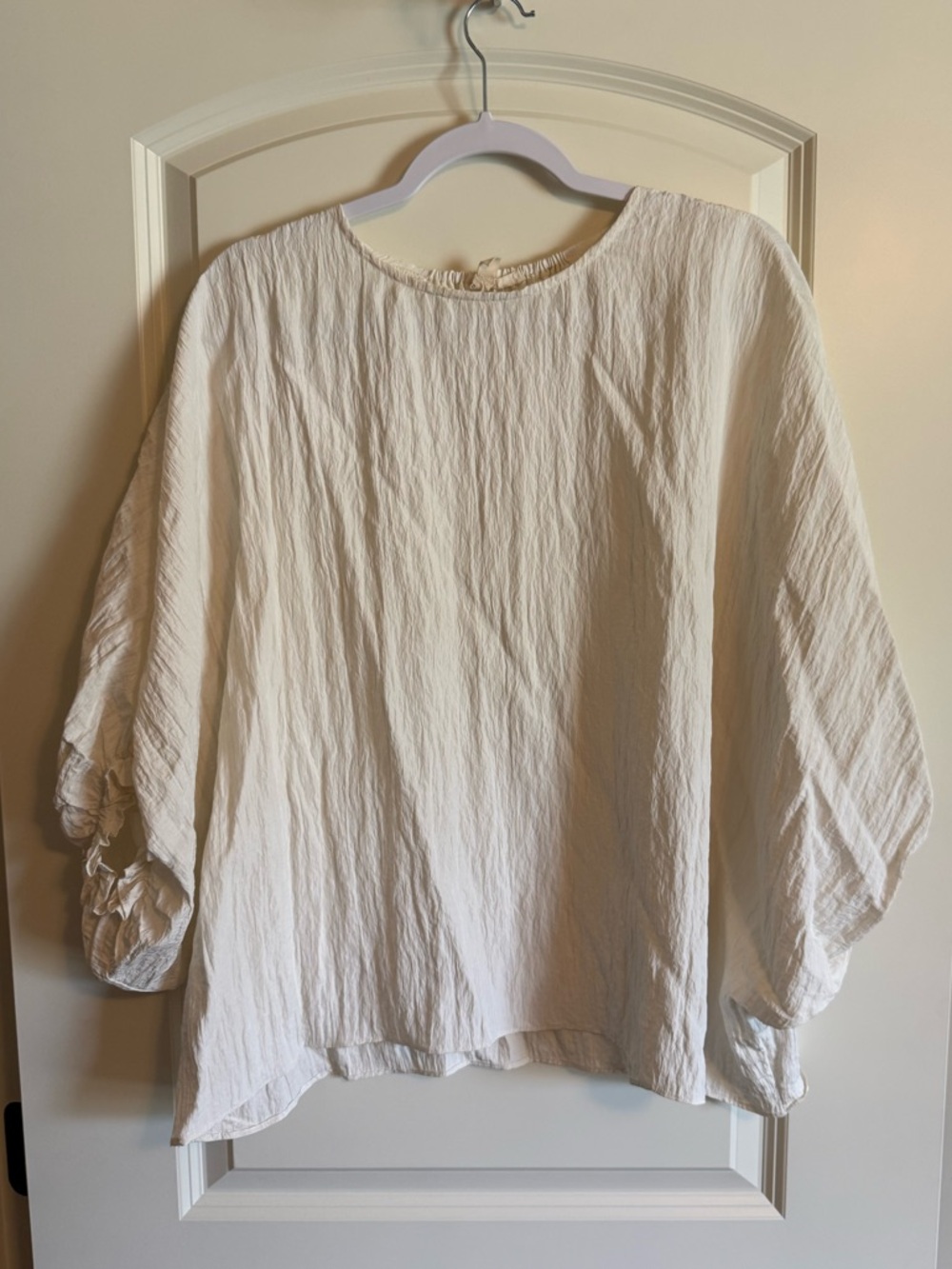 Grand & Gather Cream Crinkle Cotton Blouse – Size M/L